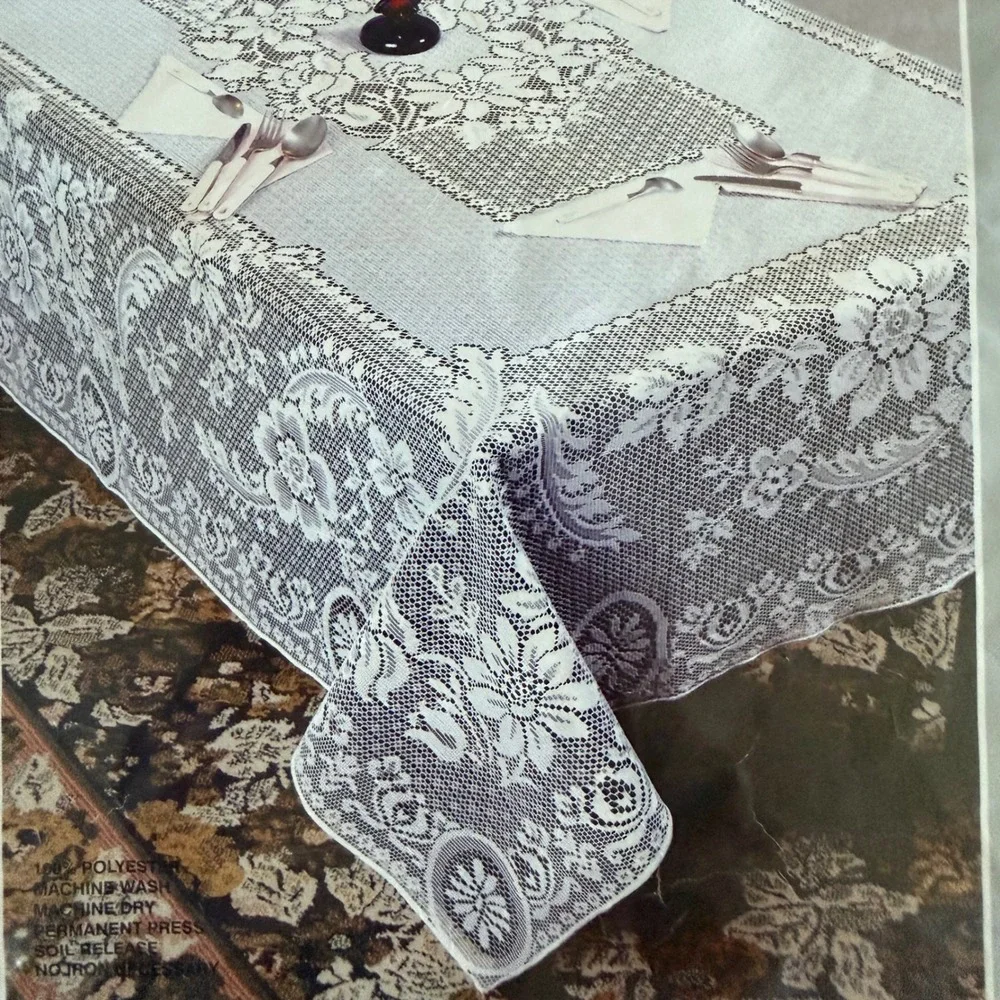 Vintage White Lace Tablecloth 70 Inch Round Floral Fine Lace NEW Oregon
